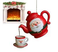 Shitafe Teapot Christmas Tree Ornaments | 2D Acrylic Holiday Christmas Tree Ornaments | Rustic Bag Charm Home Decor for Wall Indoor Outdoor Garden Yard Window Shelf Car Fireplace Office Room