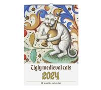 Shitafe Weird Medieval Cats Calendar 2024, Funny Medieval Cat Paintings Wall Calendar, Hangable Ugly Cat/Dog Monthly Calendar With Cat/dog Pictures, Retro Cats Art Wall Calendar, For Cat Lovers