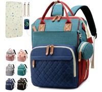 SHITIESHOU Baby Changing Backpack, for Girls, Boys, Diaper Bag for Mom, Dad, with Pad, 16 Pockets, Pacifier Case, Large Unisex Travel Diaper Bag (Colorful)