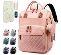 SHITIESHOU Diaper Bag Backpack Baby Bag, Baby Girl Boy Diaper Bag for Dad Mom with Pad,16 Pockets, Pacifier Case, Large Diaper Bags Unisex for Travel (Orange Pink)