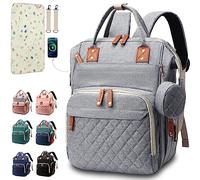 SHITIESHOU Diaper Bag Backpack Baby Bag, Baby Girl Boy Diaper Bag for Dad Mom with Pad, 16 Pockets, Pacifier Case, Large Diaper Bags Unisex for Travel (Grey)