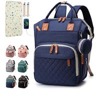 SHITIESHOU Diaper Bag Backpack Baby Bag, Baby Girl Boy Diaper Bag for Dad Mom with Pad, 16 Pockets, Pacifier Case, Large Diaper Bags Unisex for Travel (Blue)