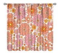 ShiTingYu Funky 70s Floral Blackout Curtains, Retro Vintage 70S Hippie Groovy Boho Floral Flower Trippy Modern Aesthetric Window Curtains Treatments for Kitchen Bedroom Living Room Home 42x45 Inch