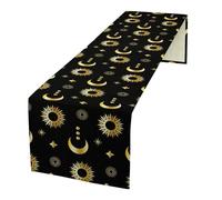ShiTingYu Magic Gold Sun Moon Stars Table Runner Mystical Farmhouse Rustic TableRunner for Party Holiday Dining Room Kitchen 13x60 Inch