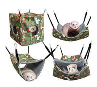 SHITOOMFE 1Set/4Pcs Rat Hammocks Hanging Ferret Hammock with Straps Soft Washable Guinea Pig Bed for Chinchilla Sugar Glider