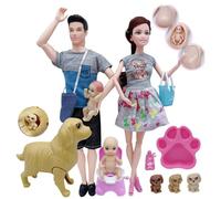 SHITOOMFE Baby Doll, Doll House Family, Pregnant with Baby & Dad & Pet, Imitative Safe Kids Toys for Children Gift