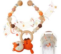 SHITOOMFE Carseat Toys Hanging, Car Seat Toys Chewable Cute Fox Baby Hanging with Bell Attract Attention & Easy to Grab for Crib Stroller Car Travel