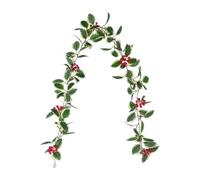 SHITOOMFE Christmas Artificial Green Leaves Wreath, Christmas Garland Artificial Holly Leaves and Berries Garland Hanging Decoration for Door Style 2