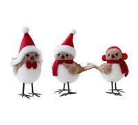 SHITOOMFE Christmas Tree Ornaments, 3Pcs Christmas Tree Ornaments, Cute Fluffy Plush Foam Bird Decor with Red Hat & Scarf for Mantel Desk Decorations