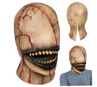 SHITOOMFE Demon Mask, Halloween Mask Smile Killer Creepy Zombie Headgear Full Head Scary Evil No Face Devil Latex for Halloween Masquerade Party Cosplay Props