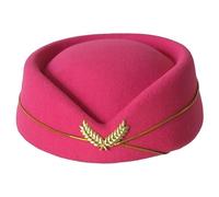 SHITOOMFE Flight Attendant Costume, Flight Attendant Hat Rosy Stewardess Costume Felt for Halloween Party Cosplay & Performance S