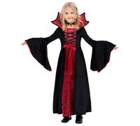 SHITOOMFE Girls Vampire Costume, Vampire Costume for Girls Gothic Royal Kids for Dress up Party, Cosplay, Themed Party, M