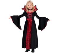 SHITOOMFE Girls Vampire Costume, Vampire Costume for Girls Gothic Royal Kids for Dress up Party, Cosplay, Themed Party, M