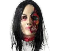 SHITOOMFE Halloween Decorations, Severed Head Prop, Hanging Realistic Severed Head with Black Hair, Scary Bloody Halloween Props