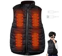 SHITOOMFE Heated Vest For Kids, Kids Heated Vest, 3 Heating Temps Unisex for, 13 Heating Zones Heat Washable Zip up Winter with Pockets Warm Coats for Boys Girls S