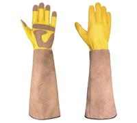 SHITOOMFE Long Gardening Gloves, Garden Gloves 1 Pair Leather 18in Long Gardening for Men Women Thron Proof for Cactus, Rose Pruning, Beekeeping, Welding