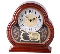 SHITOOMFE Mantel Clock for Living Room - Quiet Battery Powered Vintage Walnut Wooden Table Clock with Pendulum Swing - 9.84x2.36x10.24 inch