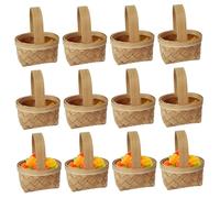 SHITOOMFE Mini Basket, Mini Woven Basket 12Pcs Oval Shaped 3x2 Inch Natrual Bamboo Portable Picnic with Handle for Flower Arrangement, Holding Gifts/Candies/Snacks