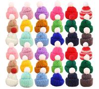 SHITOOMFE Mini Hats, 150Pcs Mini Knit Hats Christmas Knitting Doll Cute Wool Yarn Accessories for Christmas Ornaments DIY Art and Craft, Assorted Colors