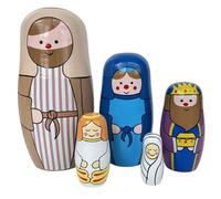 SHITOOMFE Nesting Dolls 5Pcs Jesus Nativity Stacking Exquisite Painting Wooden Dolls for Christmas Easter Birthday