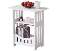 SHITOOMFE Night Stand Side Table 3-Tier Wooden End Table 12.6x8.7x15.8in Rectangular Night Stand Modern Minimalist Side Tables for Bedside Living Room Bathroom