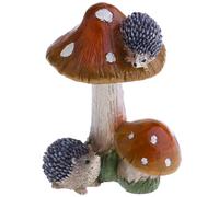 SHITOOMFE Ornament with Hedgehog Mini DIY Cute Resin Realistic Figurine 2.8x2.8x3.5in Decor Brown Garden Mushrooms Outdoor Decor