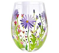 SHITOOMFE Painted Wine Glass 500ml - Heat Resistant Flower Design, Personalized and Decorative - Short Stem Gift for Birthdays, Weddings, Valentine's Day