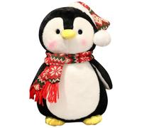 SHITOOMFE Penguin, Penguin Plush 10 Inch Christmas Stuffed Animal Wearing Hat & Scarf with Cute Expression Cuddly Cotton Stuffed Animals for Kids, Adults