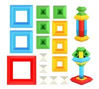 SHITOOMFE Pyramid Stacking Toy Building Blocks Bright Color Pyramid Building Toy for Kid Early Educational for Kids Birthday Gift 45PCS, Blocks