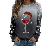 SHITOUJI Christmas Jumpers for Women Xmas Graphic Reindeer Long Sleeve Tops Funy Santa Elk Snowflake Crewneck Casual Sweatshirts