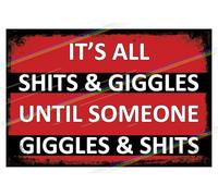 Shits and Giggles Funny Metal Bar Sign Retro Pub Plaque (27x18cm) Vintage Wall Decor Man Cave Garden Shed Accessories Novelty Gift UK Decor 30th 40th 50th 60th birthday