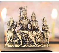Shiv Parivar Brass Idol, Hindu Deity Family Statue with Lord Shiva Parvati Ganesh Kartikeya, 4x2x4 Inches, Handcrafted Traditional Design, Weight 240 GMS