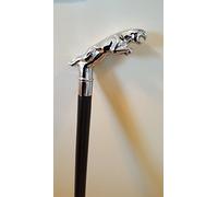 Shiv Shakti Enterprises Nautical Brass JAGUAR Handle Silver Finish Black Wooden Walking Stick Cane