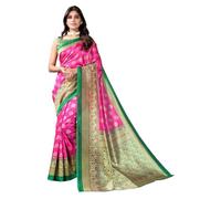 Shiv Textiles Ladies Paisley Faux Silk Saree, pink, Einheitsgre
