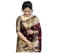 Shiv Textiles Silk woven Kanjivaram sari for women (S-102-BLACK-P), Maroon, One Size