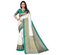 Shiv Textiles Women's Art Silk Traditional Prints Saree, White10, One size