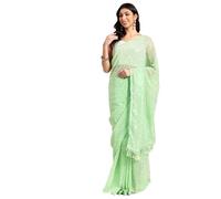 Shiv Textiles Women's Georgette Sequins Ready To Wear One Minute Saree for women With Unstitched Blouse., Pista, 5 feet