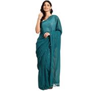 Shiv Textiles Women's Georgette Sequins Ready To Wear One Minute Saree for Women with Unstitched Blouse., Rama, One size