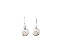 Shiva Eye 925 Sterling Silver Earrings - Saint Lucia Stone - Natural Pearls - Sea Shell - Small White Silver Earrings, Pendientes Pequeños, Sterling Silver, Eye of Saint Lucia