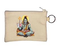 Shiva Ganesha Parvati Deity Hinduism Ganesha Key Chain Coin Purse Beige