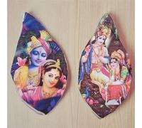 Shiva Lingam Shop Krishna and Radha Japa bag Meditation bag. Krishna and Radha printed japa bag Maha mantra bag Pair