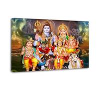 Shiva Parvati Ganesha Indian Poster Decorative Painting Canvas Wall Posters And Art Picture Print Modern Family Bedroom Decor Posters 08x12inch(20x30cm)