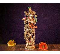 SHIVAJI ARTS 36 CM Hand Painted Cultured Marble Krishna Statue