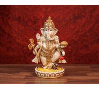 SHIVAJI ARTS 7.5-inch Ganesha on Mouse Statue - Hand Painted Marble Ganesh for Home Decor