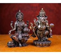 SHIVAJI ARTS Ganesh Lakshmi statue | Diwali Puja Idol | God of Wisdom | Goddess of Wealth | Puja Hindu God Goddess | 7 Inch
