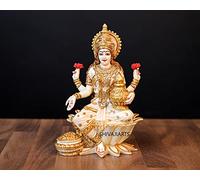 SHIVAJI ARTS Lakshmi Statue Cultured Marble 18CM White Color Medium Size Goddess of Wealth Pack of 1