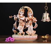 SHIVAJI ARTS Radha Krishna Statue, 26 CM Cultured Marble Radha Krishna Murti, Lakshmi Narayan Statue, Vishnu Lakshmi Idol, God of love, Hindu Religious gift