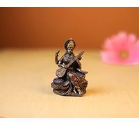 SHIVAJI ARTS Saraswati Statue - Hindu Goddess of Knowledge, Music & Art Sculpture in White Marble Finish- 3-Inch Figurine