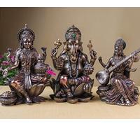 SHIVAJI ARTS Small Lakshmi Ganesh Saraswati Statue for Home Temple, Laxmi Ganesh Saraswati Idols for Deepawali Puja, Hindu gods Statue.