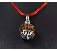 ShivaRatna 3-4-5-6-7 Mukhi Nepali Rudraksha Made in Pure Silver Cap - Lab Certified (Hand Picked Matured Beads) Natural (3 Mukhi Rudraksha)